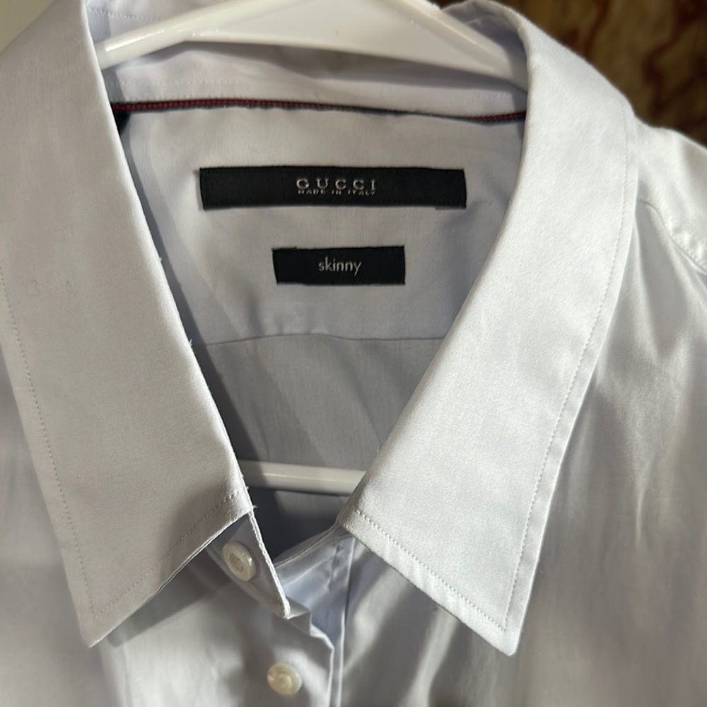 GUCCI - Never Worn -Baby Blue Button Up Short Sleeve - Classic Design⭐️⭐️⭐️